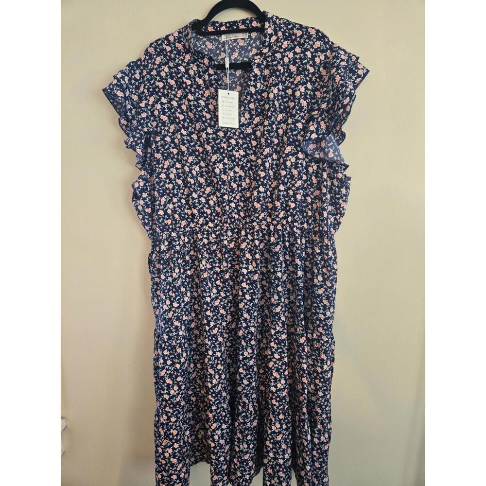 Plus Size Floral Summer Dress, US 24  With Pockets by Keluummiy